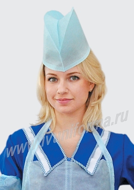 Колпак-пилотка одноразовый на завязках арт. ГУ-12-57-СПД